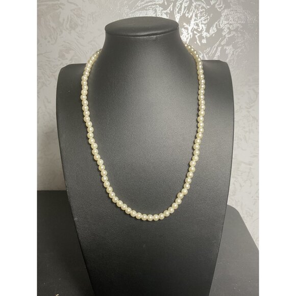Vintage Faux Pearl Necklace With Gold-Tone Clasp - Picture 1 of 5